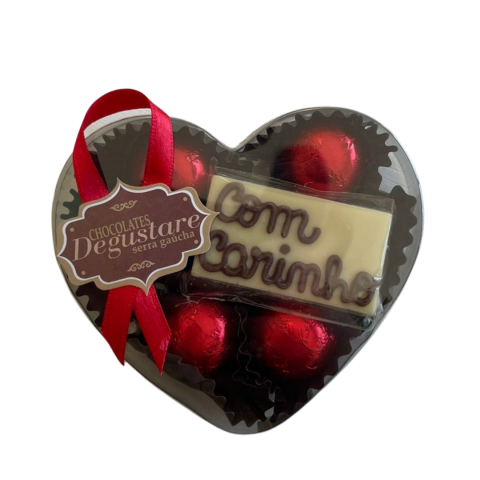 Caixa Coração com Bombons e Dizeres 80g
